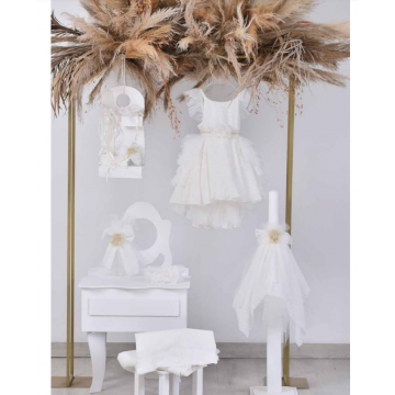 Makis Tselios Σετ βάπτισης μπουντουάρ λευκό